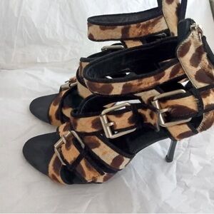 Giuseppe Zanotti Gladiator Heeled sandals leopard print leather hide:great shape